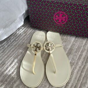 Tory Burch Ivory Mini Miller Flat Thong Sandals